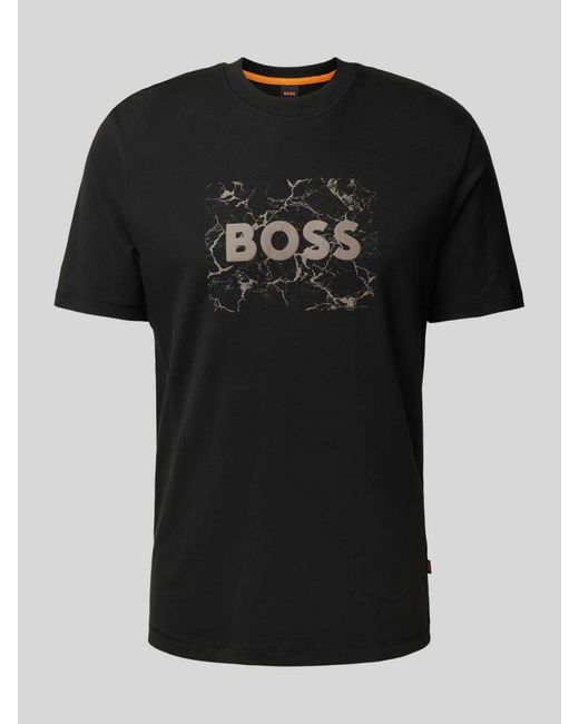 Boss T-shirt Met Labelprint in het Black voor heren