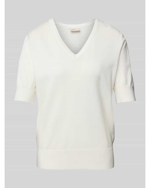 Freequent White Strickshirt mit V-Ausschnitt Modell 'Katie'