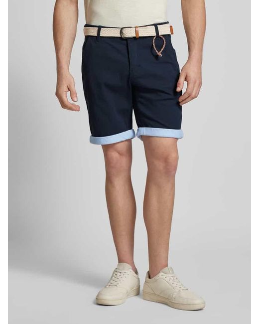 Redefined Rebel Regular Fit Shorts mit Gürtel in Flecht-Optik Modell 'MAGNUS' in Blue für Herren