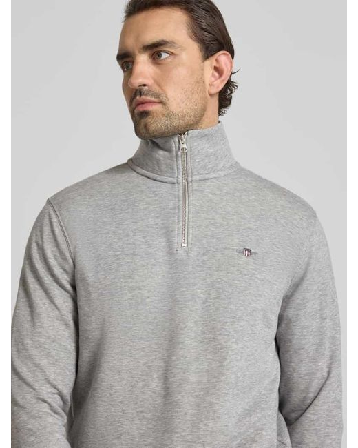 Gant Regular Fit Sweatshirt mit Troyer-Kragen in Gray für Herren