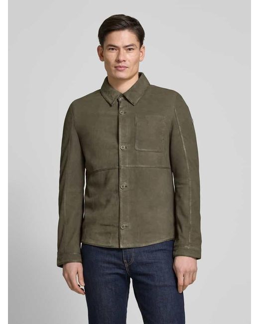 Gipsy Jacke in Leder-Optik mit Brusttasche Modell 'Jemmo' in Green für Herren