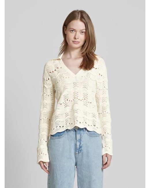 Boss Natural Strickpullover Mit Geripptem V-Ausschnitt Modell 'Fyder'