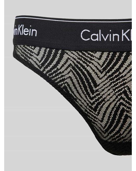 Calvin Klein Gray Slip mit Label-Bund Modell 'MODERN LACE'