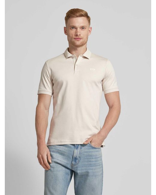 Calvin Klein Regular Fit Poloshirt mit Knopfleiste in Natural für Herren