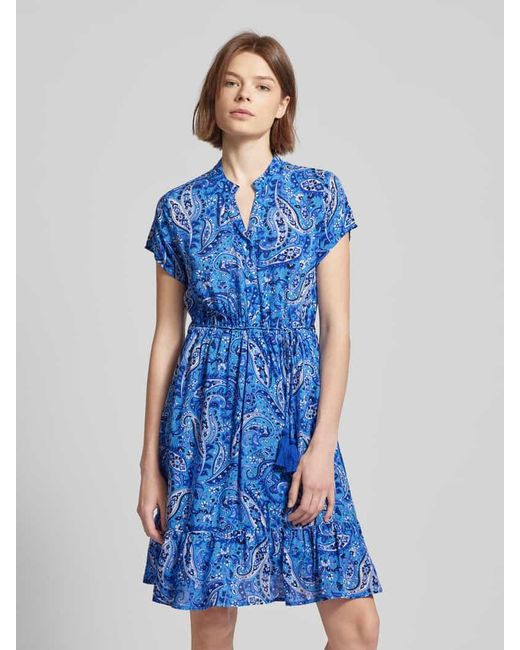 ONLY Blue Knielanges Kleid mit Bindegürtel Modell 'VENEDA'