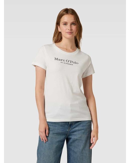 Marc O' Polo Natural T-Shirt mit Label-Print Modell 'MIX N MATCH'