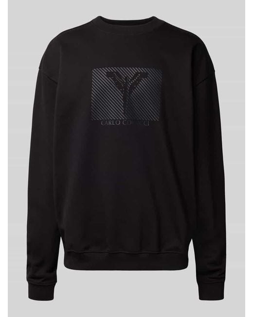 carlo colucci Sweatshirt mit Rundhalsausschnitt in Black für Herren