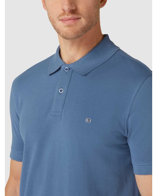 Christian Berg Men Poloshirt Met Labelstitching in het Blue voor heren