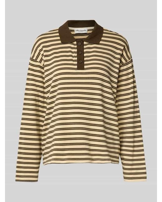 Lolly's Laundry Metallic Regular Fit Poloshirt mit kurzer Knopfleiste Modell 'Moby'