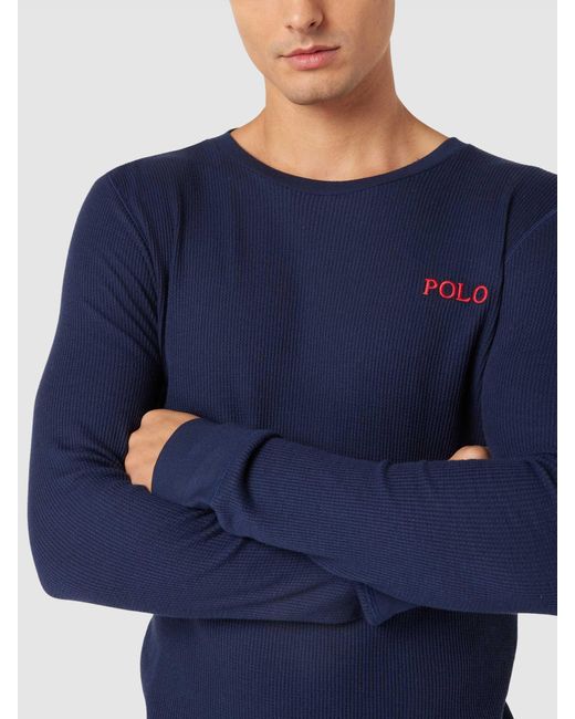 Polo Ralph Lauren Longsleeve mit Strukturmuster Modell 'WAFFLE' in Blue für Herren