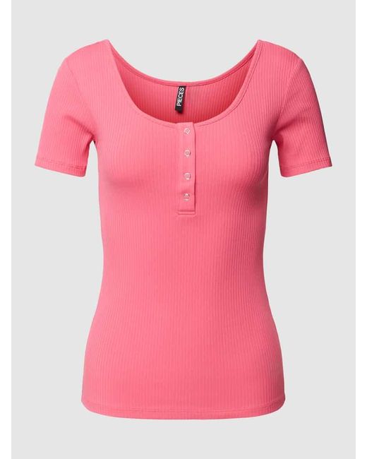 Pieces Pink T-Shirt mit Knopfleiste Modell 'KITTE'
