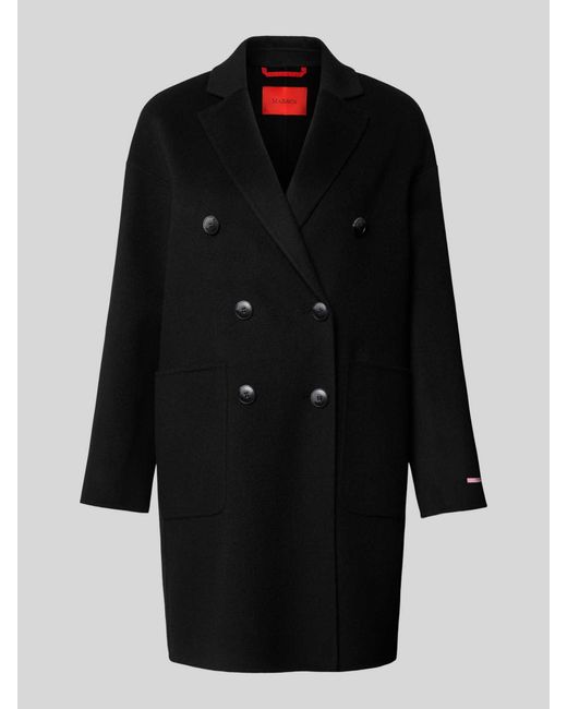 MAX&Co. Regular Fit Lange Wollen Jas Van Zuivere Scheerwol, Model 'Riccardo' in het Black