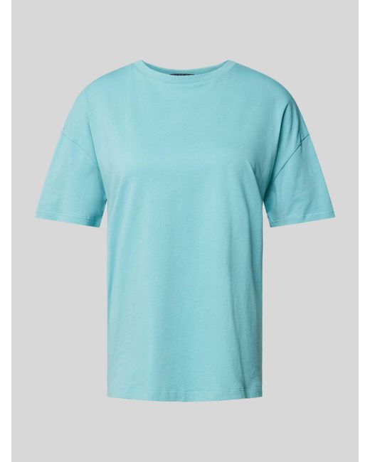 QS T-shirt Met Geribde Ronde Hals in het Blue voor heren