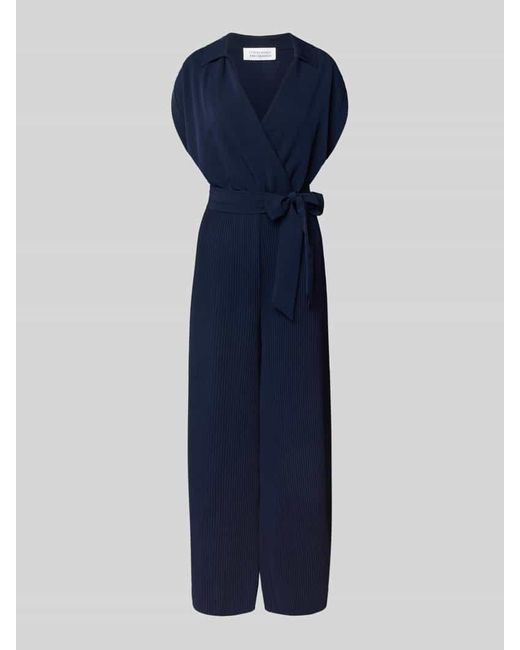 Guido Maria Kretschmer Blue Jumpsuit mit Plisseefalten Modell 'Cornelia'
