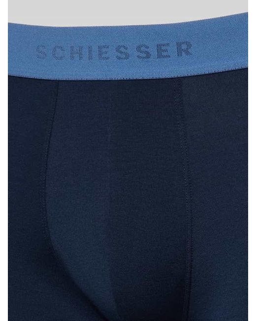 Schiesser Boxershorts mit elastischem Logo-Bund im 3er-Pack in Blue für Herren