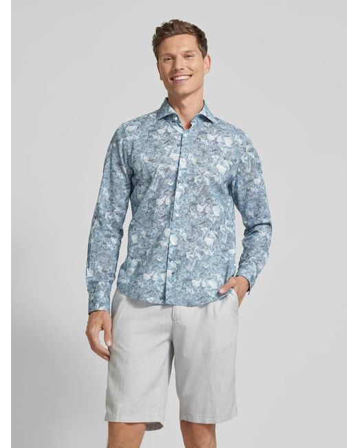 Joop! Slim Fit Freizeithemd mit Allover-Print in Blue für Herren