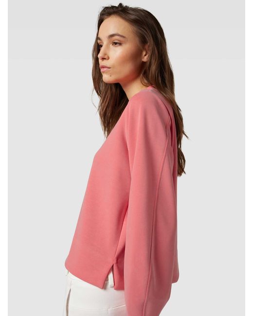 Opus Sweatshirt Met Geribde Ronde Hals in het Pink