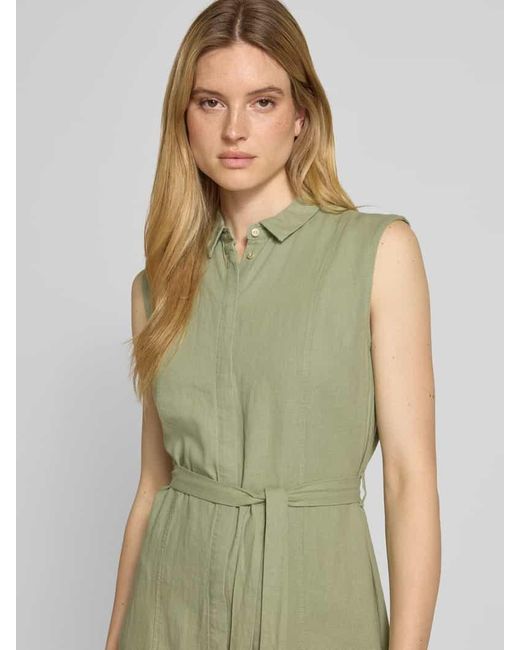 Ichi Green Hemdblusenkleid aus Leinen-Viskose-Mix mit Bindegürtel