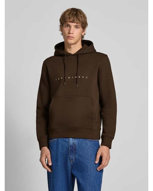 Jack & Jones Hoodie mit Label-Print in Brown für Herren