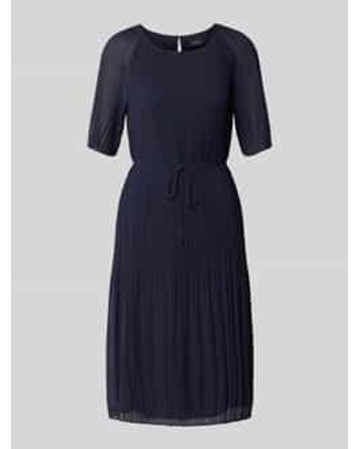S.oliver Getailleerde Chiffon Jurk Met Strikceintuur in het Blue