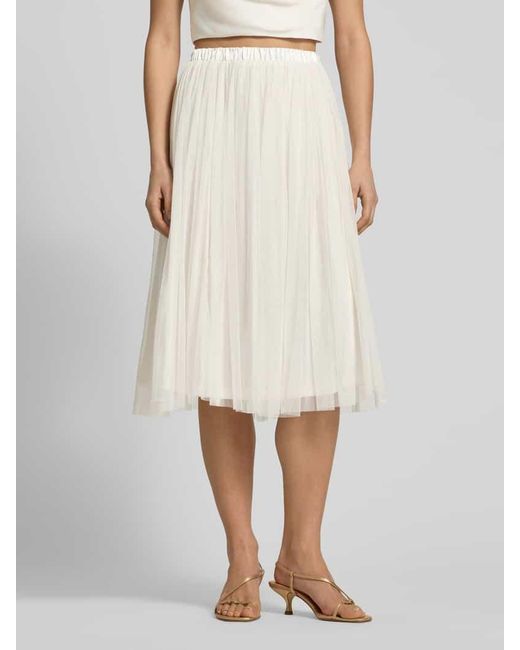 LACE & BEADS White Knielanger Rock mit Plisseefalten