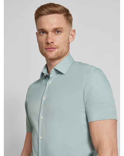 Jake*s Slim Fit Zakelijk Overhemd Met 1/2-mouwen in het Blue voor heren