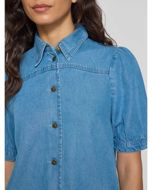 MORE&MORE Regular Fit Jeansblouse Met 1/2-mouwen in het Blue