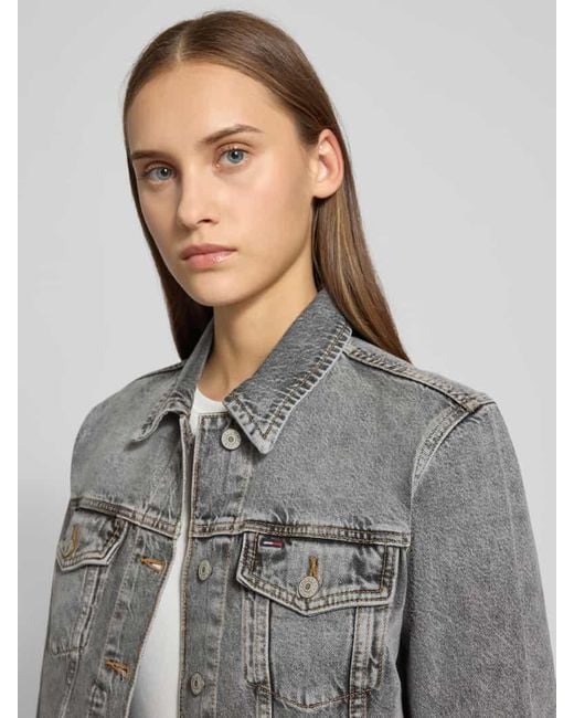 Tommy Hilfiger Gray Regular Fit Jeansjacke aus reiner Baumwolle