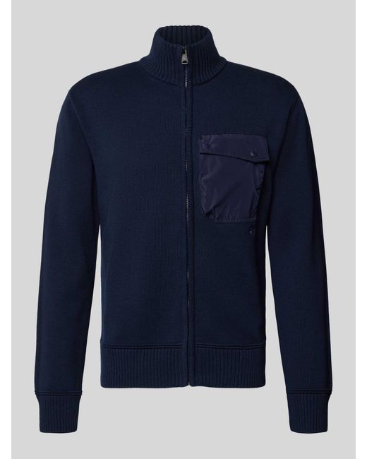 Napapijri Gebreid Jack Met Opstaande Kraag, Model 'Berti' in het Blue voor heren
