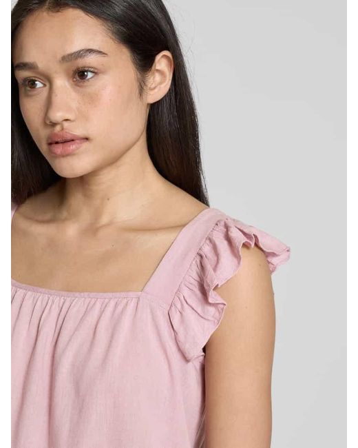 Pieces Pink Relaxed Fit Top aus Viskose-Leinen-Mix Modell 'PIA'
