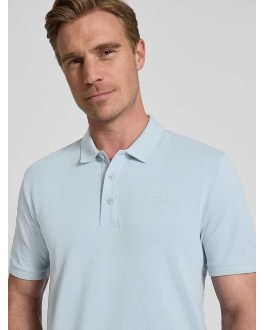 HUGO Poloshirt mit Label-Print Modell 'Donos' in Blue für Herren