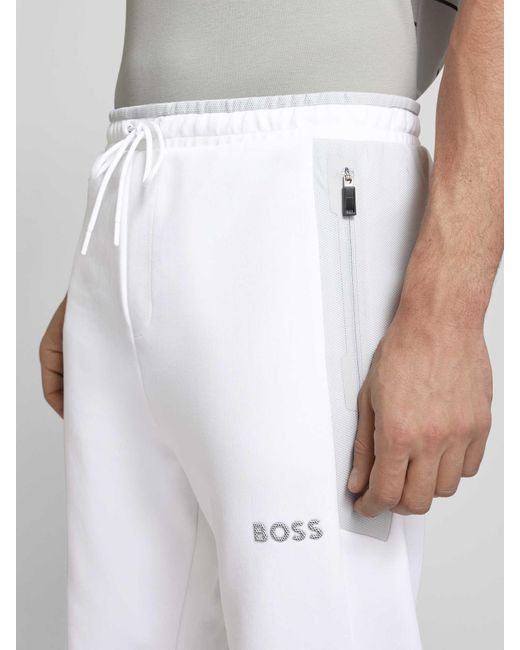 Boss Sweatpants Met Labelapplicatie in het White voor heren