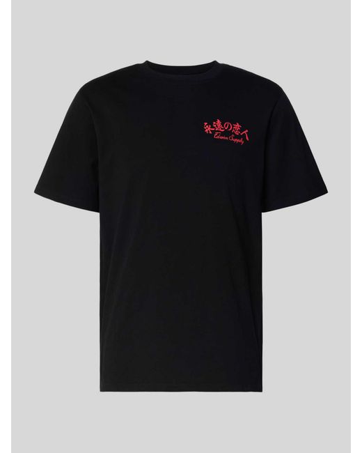 Edwin T-Shirt Met Labelprint, Model 'Forever Lover' in het Black voor heren