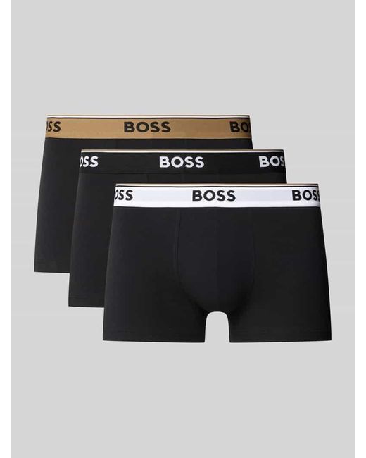 Boss Regular Fit Trunks aus Baumwoll-Elasthan-Mix im 3er-Pack in Black für Herren