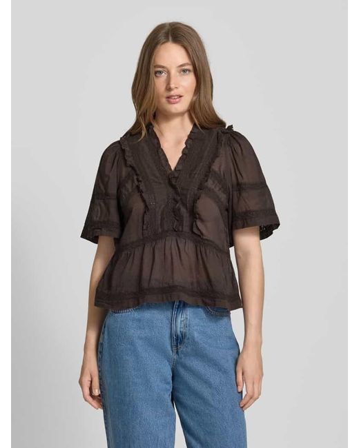 Neo Noir Multicolor Regular Fit Bluse mit V-Ausschnitt Modell 'Evienne'