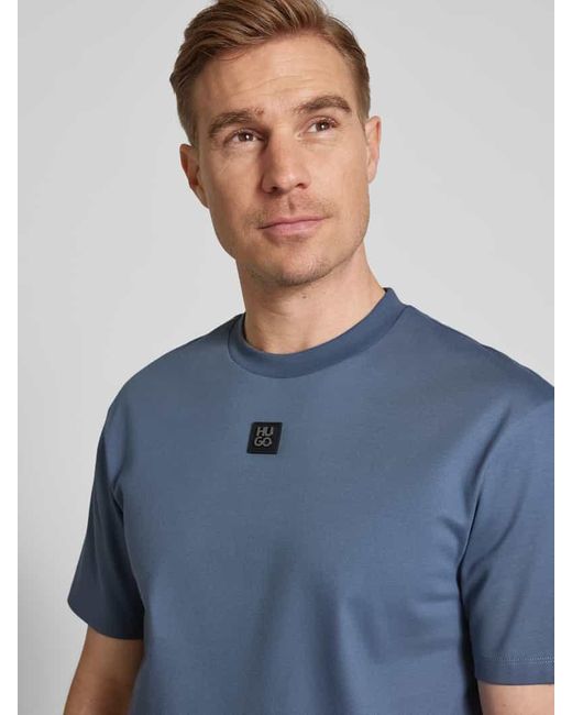 HUGO T-Shirt mit Label-Patch Modell 'Dalile' in Blue für Herren