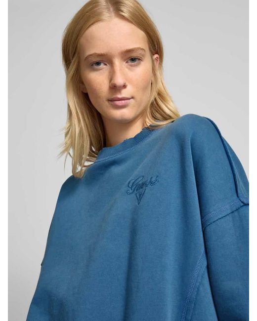 Guess Blue Oversized Sweatshirt Mit Label-Stitching Modell 'Go'