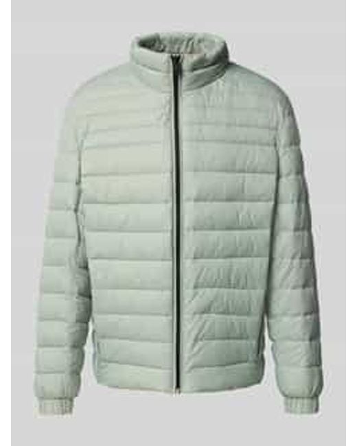 Boss Slim Fit Gewatteerd Jack Met Opstaande Kraag, Model 'Oden2' in het Green voor heren