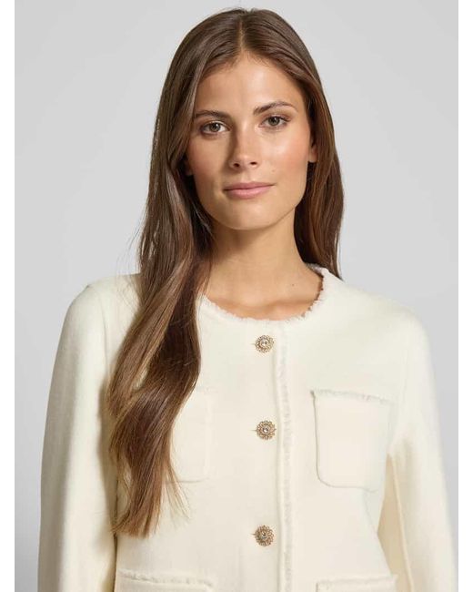 Marc Cain Natural Regular Fit Jacke aus reiner Baumwolle mit Rundhalsausschnitt
