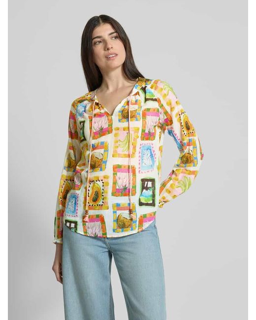 Emily Van Den Bergh Multicolor Regular Fit Bluse mit Rundhalsausschnitt