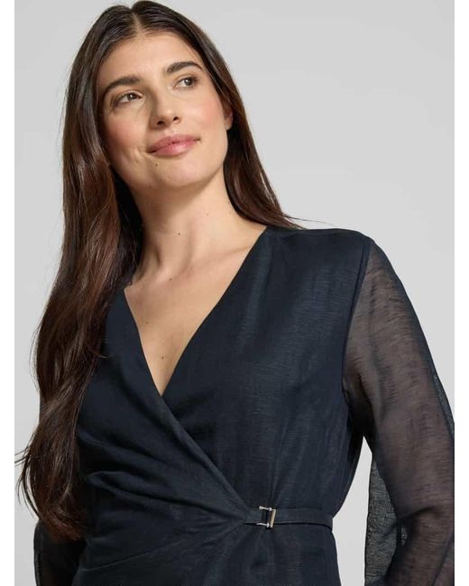 Boss Blue Knielanges Kleid aus Viskose-Leinen-Mix Modell 'Dosala'