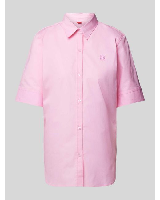 HUGO Pink Regular Fit Hemdbluse mit 1/2-Arm