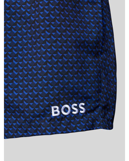 Boss Zwembroek Met Logostitching in het Blue voor heren