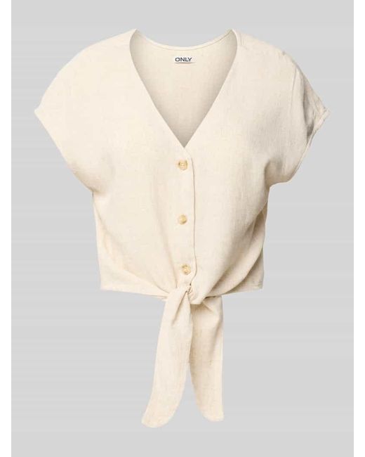 ONLY Natural Regular Fit Bluse aus Viskose-Leinen-Mix Modell 'SIESTA'