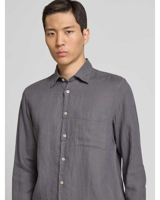 Marc O' Polo Regular Fit Leinenhemd Mit Aufgesetzter Brusttasche in Gray für Herren