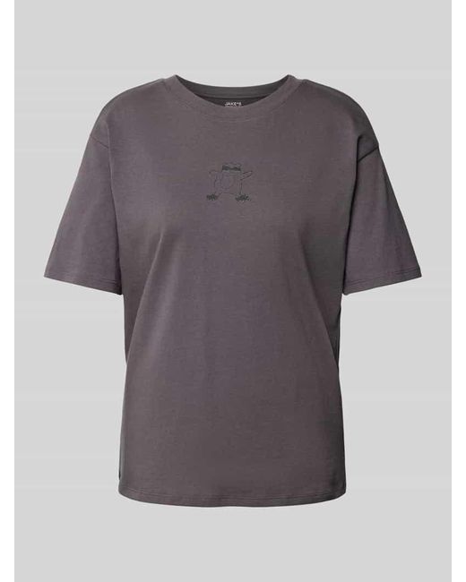 Jake*s Gray T-Shirt mit Motiv-Print