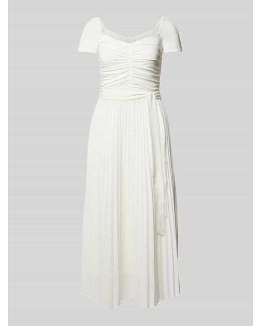 Guess White Midikleid Mit Raffungen Modell 'Veronica'