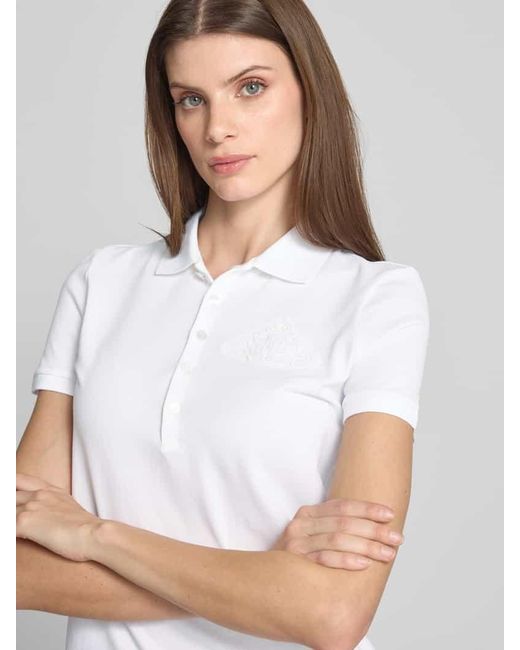 Ralph Lauren White Poloshirt mit kurzer Knopfleiste