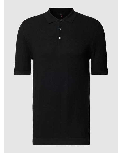 Cinque Slim Fit Poloshirt mit Strukturmuster Modell 'Flavio' in Black für Herren