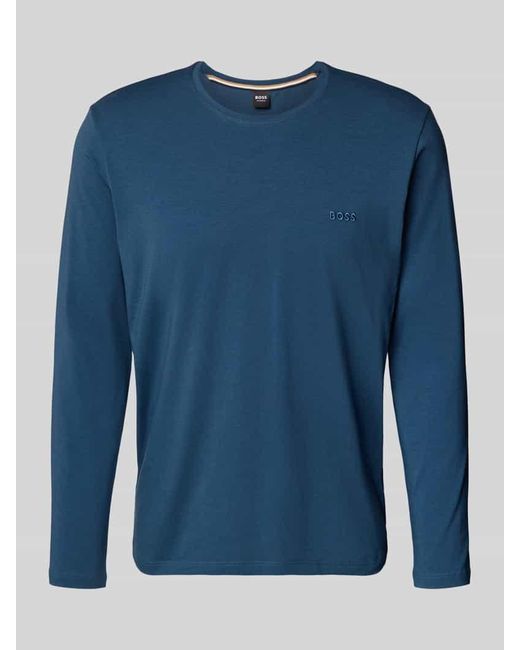 Boss Regular Fit Langarmshirt aus Baumwoll-Mix Modell 'MIX&MATCH' in Blue für Herren